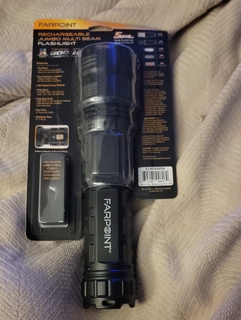 Rechargeable Black Flashlight - Multi-Beam LED - Picture 10 of 10